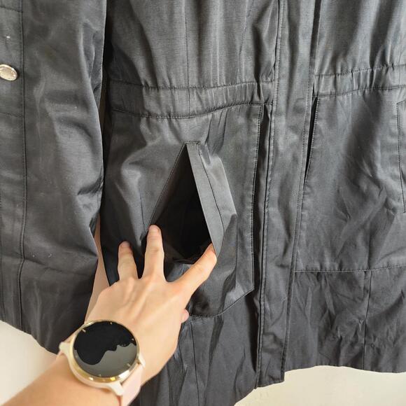 Calvin Klein Water-Resistant Hooded Parka Coat Windbreaker Black (Size S) - Picture 4 of 9